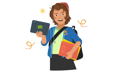 Schülerin mit Tablet